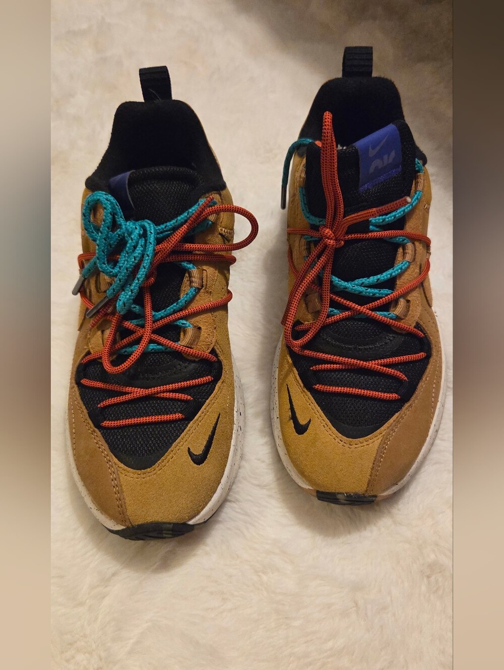 Nike Kids' Brown & Black Trail Sneakers with Orange & Teal Accents